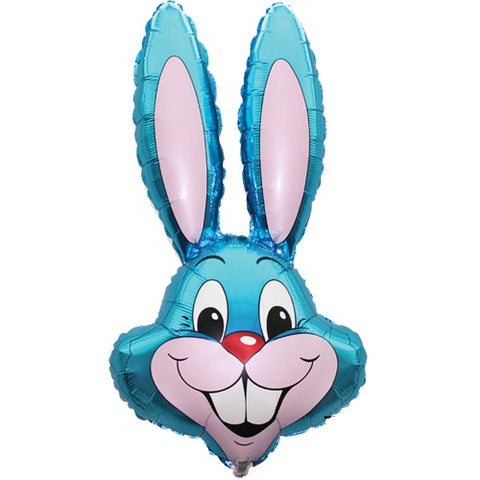 35 Inch Blue Rabbit Head Supershape Foil Balloon