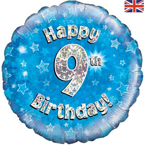 18" Blue Happy 9th Birthday Foil Balloon