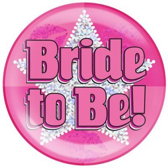 Pink Bride to Be Giant Holographic Badge