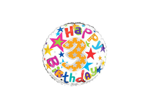 18 Inch Multicoloured 3rd Birthday Foil Balloon