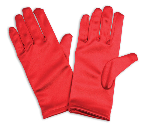 Children's Short Red satin Gloves