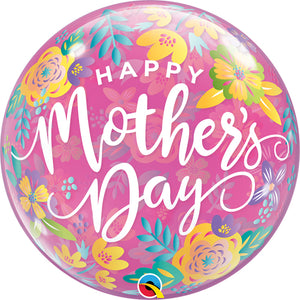 22 Inch Mother's Day Colourful Floral Bubble Balloon