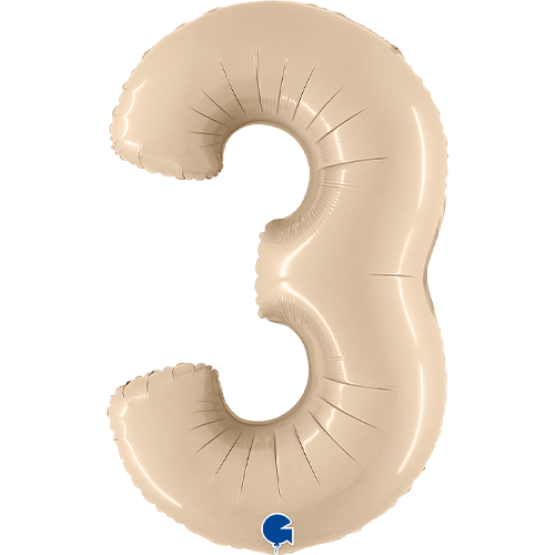 40 Inch Cream Number 3 Foil Balloon