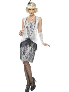 Deluxe Silver Flapper Costume