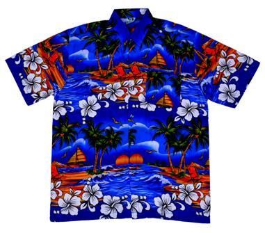 Budget Dark Blue Palm Tree Hawaiian Shirt