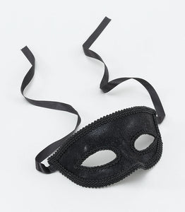 Eye Mask & Ribbon Tie - Black