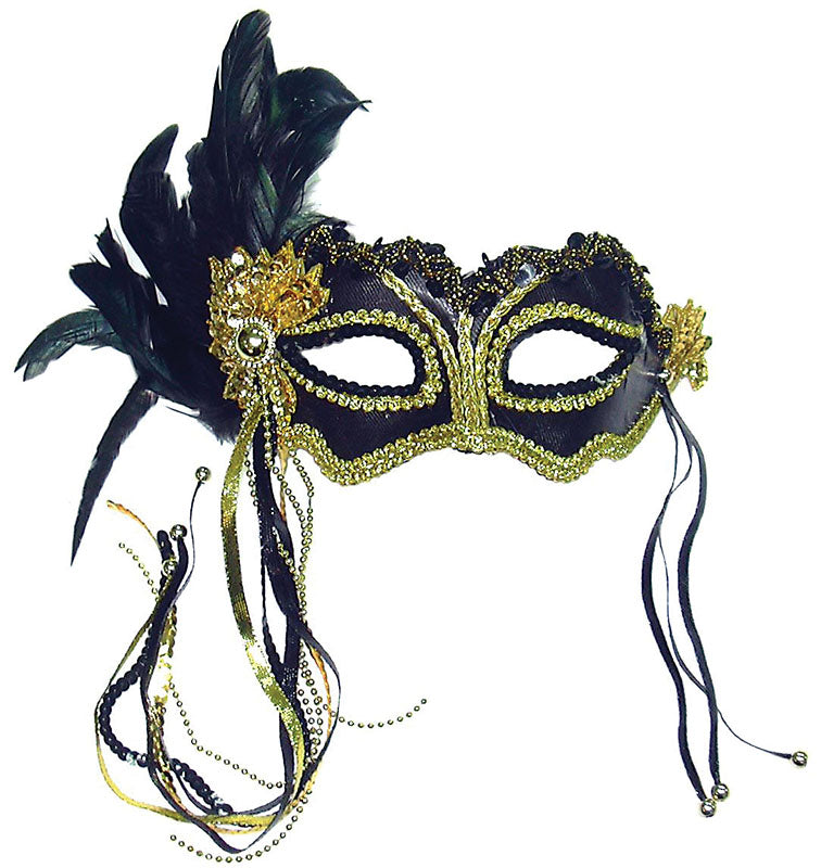 Black Metallic Mask with Side Decoration