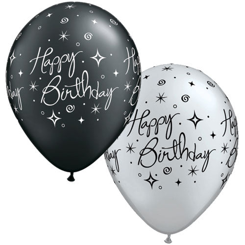 Birthday Elegant Sparkles & Swirls Latex Balloons