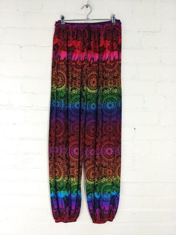 Dark Rainbow Elephant Harem Trousers