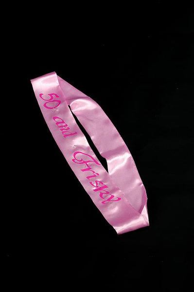 Pink 50 & Frisky Flashing Birthday Sash