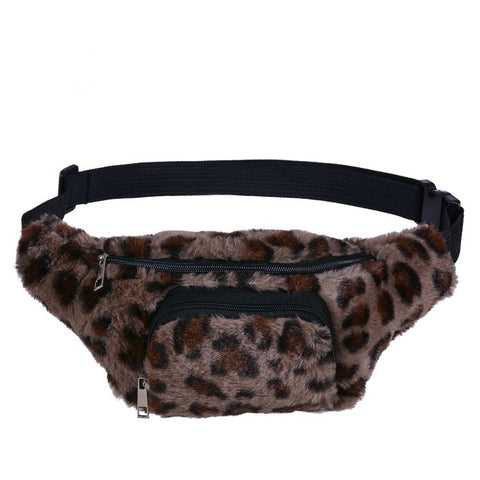 Leopard Print Furry Bumbag