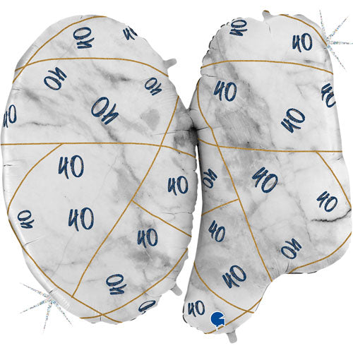 40" Marble Mate Blue 40th Birthday Foil Balloon