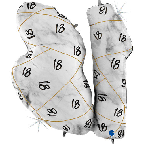 38 Inch Marble Mate Black 18th Birthday Foil Balloon