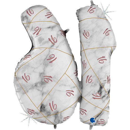 36" Marble Mate Rose Gold 16th Birthday Foil Balloon