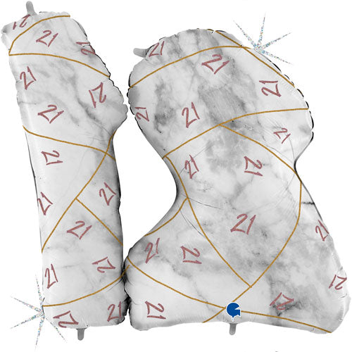 43" Marble Mate Rose Gold 21st Birthday Foil Balloon