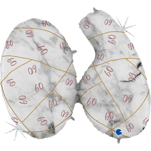 43" Marble Mate Rose Gold 60th Birthday Foil Balloon