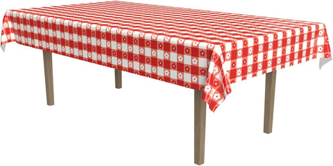 Red Gingham Plastic Tablecloth