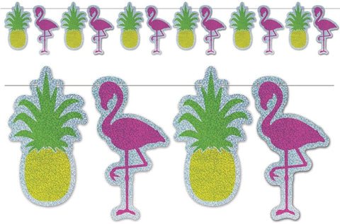 Flamingo & Pineapple Glitter Garland