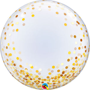 24 Inch Gold Confetti Dots Deco Bubble Balloon