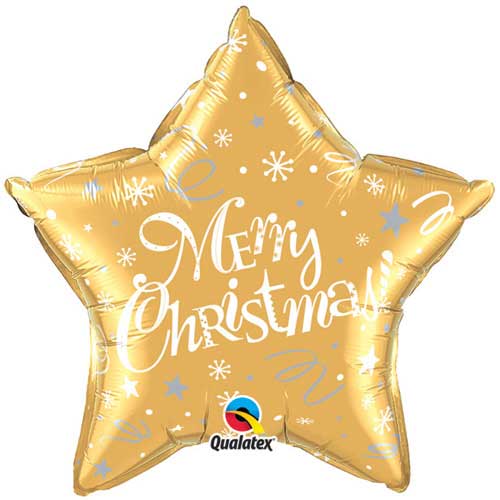 Gold Star Merry Christmas Foil Balloon