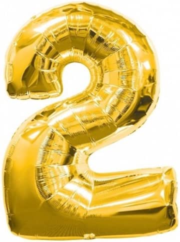 34" Yellow Gold Number 2 Foil Balloon