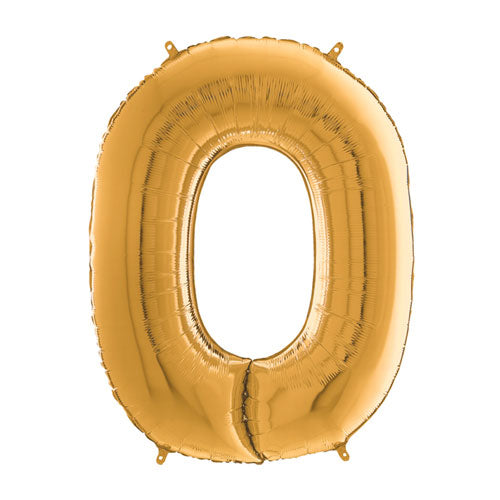 26 Inch Metallic Gold Number 0 Foil Balloon