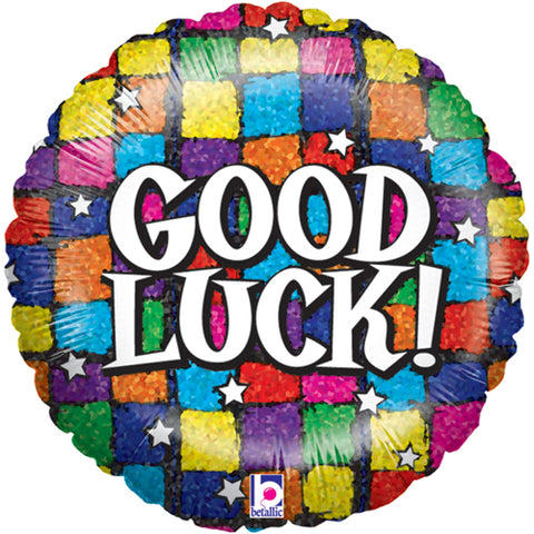 18 inch Good Luck Squares Foil Balloon