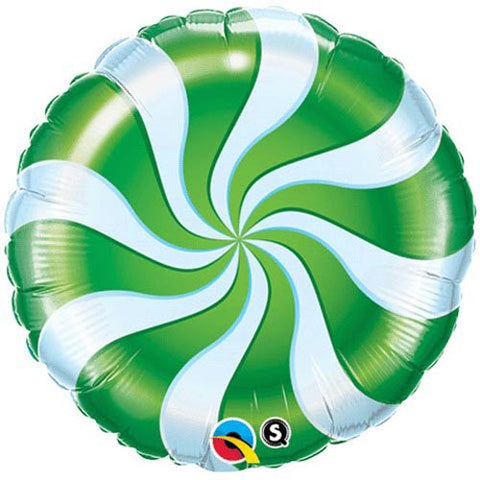 Green Candy Swirl Christmas Foil Balloon