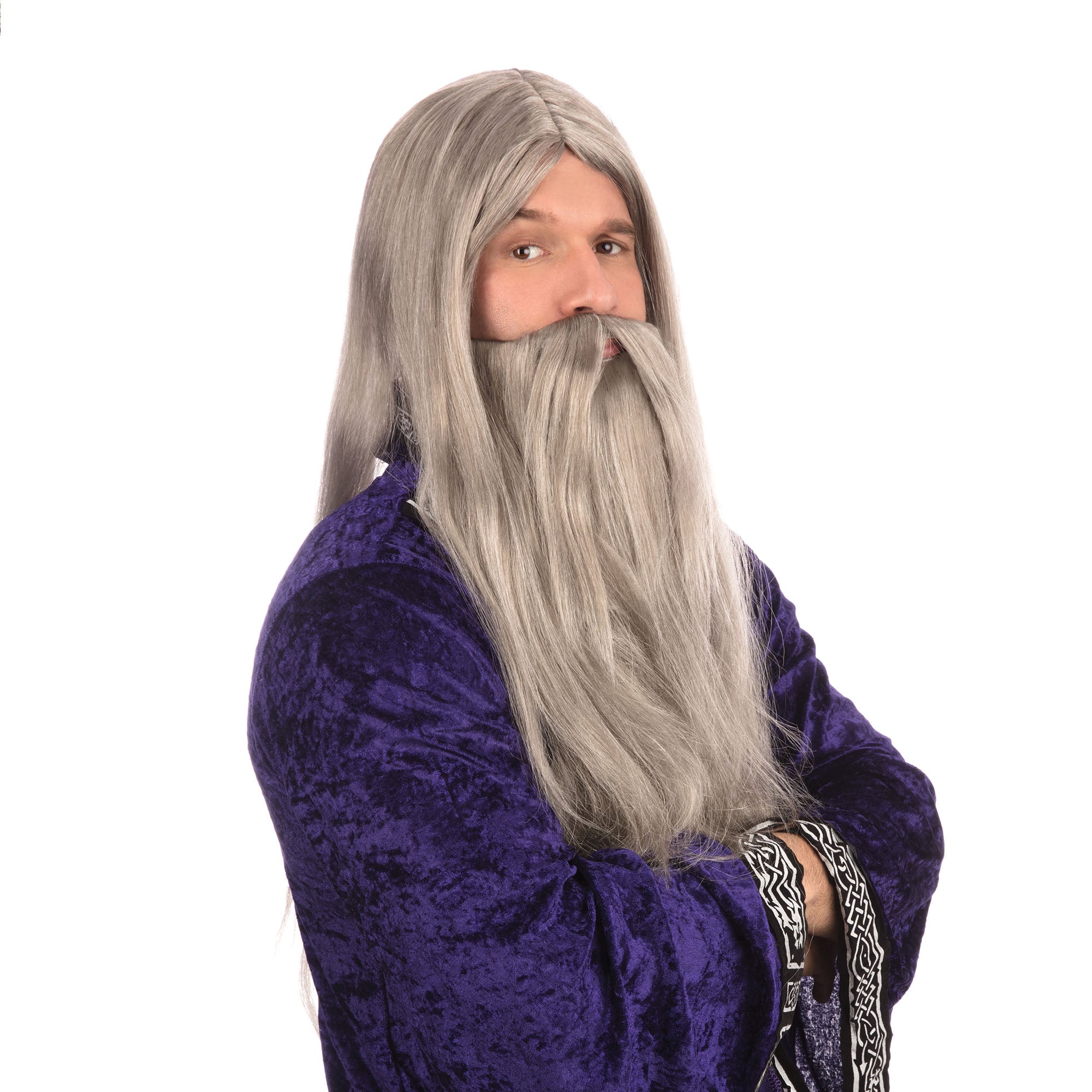 Grey Wizard Long Wig & Beard
