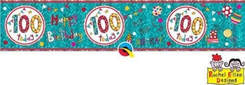 Turquoise 100th Birthday Foil Banner