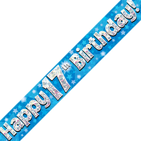 17th Birthday Blue Foil Banner