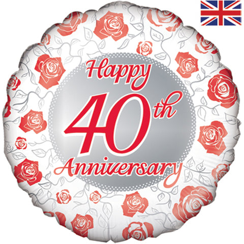 18 inch Happy 40th Anniversary Foil Balloon