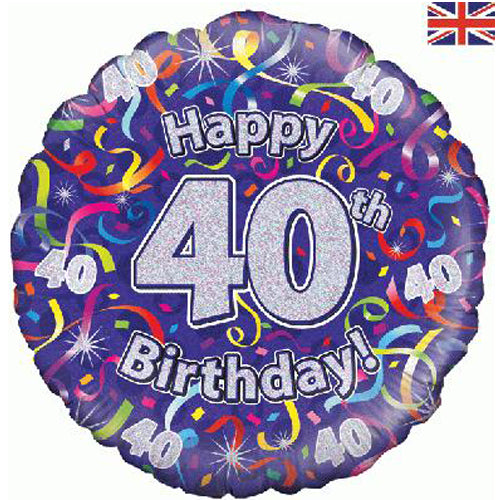 18 Inch Streamers 40th Birthday Foil Balloon