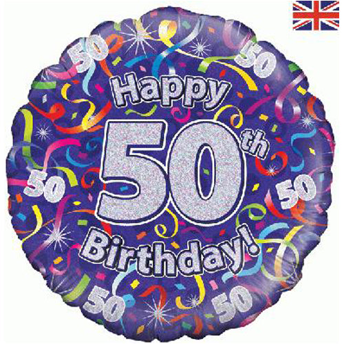 18 Inch Streamers 50th Birthday Foil Balloon
