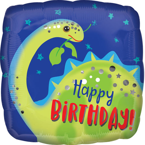18 Inch Happy Birthday Brontosaurus Foil Balloon