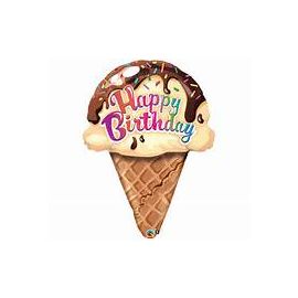27 Inch Happy Birthday Ice Cream Supershape Foil Balloon