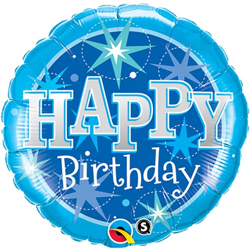 Jumbo 32 Inch Blue Sparkle Happy Birthday Foil Balloon