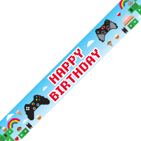 Pixel Game Birthday Holographic Banner