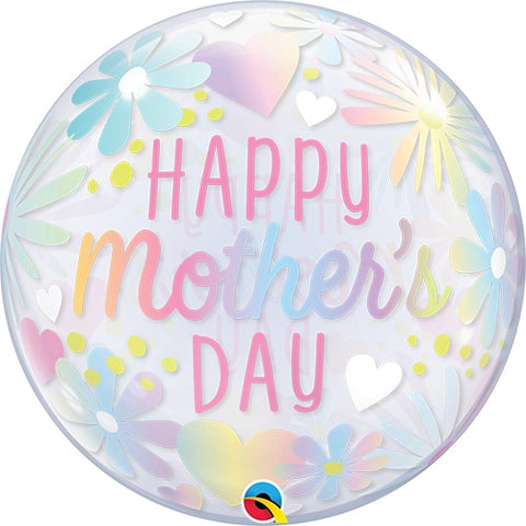 22 Inch Mother's Day Floral Pastel Bubble Balloon