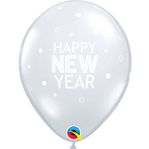 New Year Diamond Clear Latex Balloons