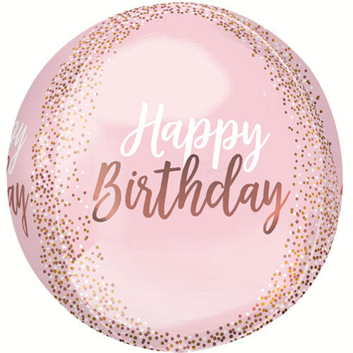 16 Inch Happy Birthday Blush Orbz Balloon