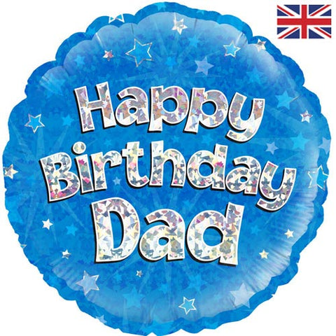 18 Inch Happy Birthday Dad Blue Foil Balloon