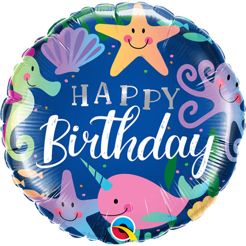 18 Inch Happy Birthday Under The Sea Foil Balloon