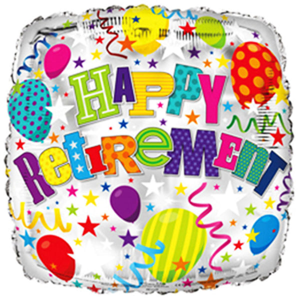 18 inch Happy Retirement Square Foil Balloon