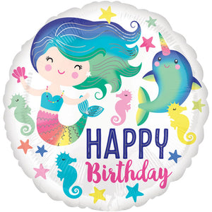 18 Inch Happy Birthday Sea Life Foil Balloon