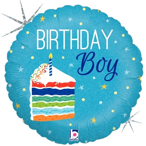 18 Inch Birthday Boy Cake Foil Balloon