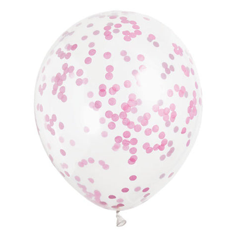 Hot Pink Confetti Latex Balloons (6pk)