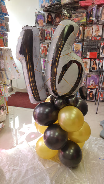36 Inch Marble Mate Black 16th Birthday Foil Balloon