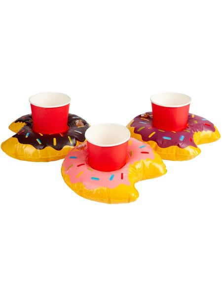 Inflatable Donut Drink Holder Rings - 3pk