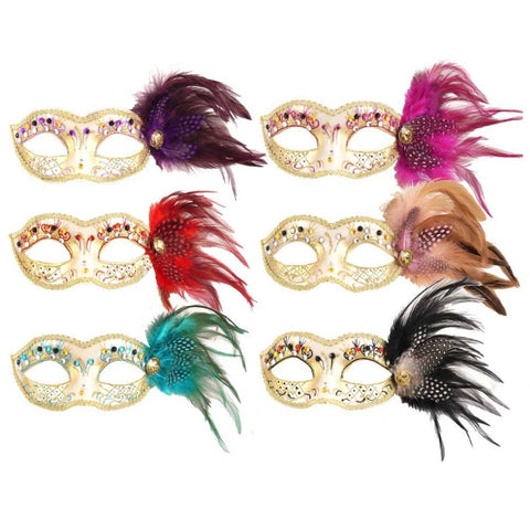 Jewelled Eye Mask with Feathers